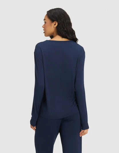 Women's Bamboo Stretch-Knit Long Sleeve Lounge Tee & Pant Set