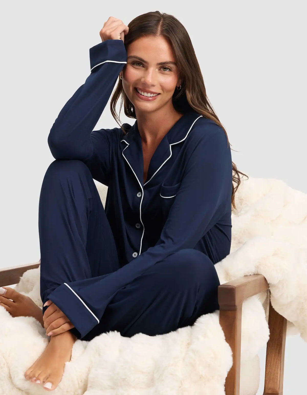 Women's Bamboo Stretch-Knit Long Sleeve Pajama Set - Petite