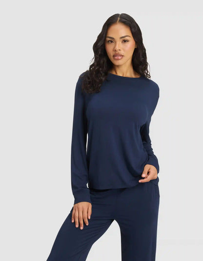 Women's Bamboo Stretch-Knit Long Sleeve Lounge Tee & Pant Set