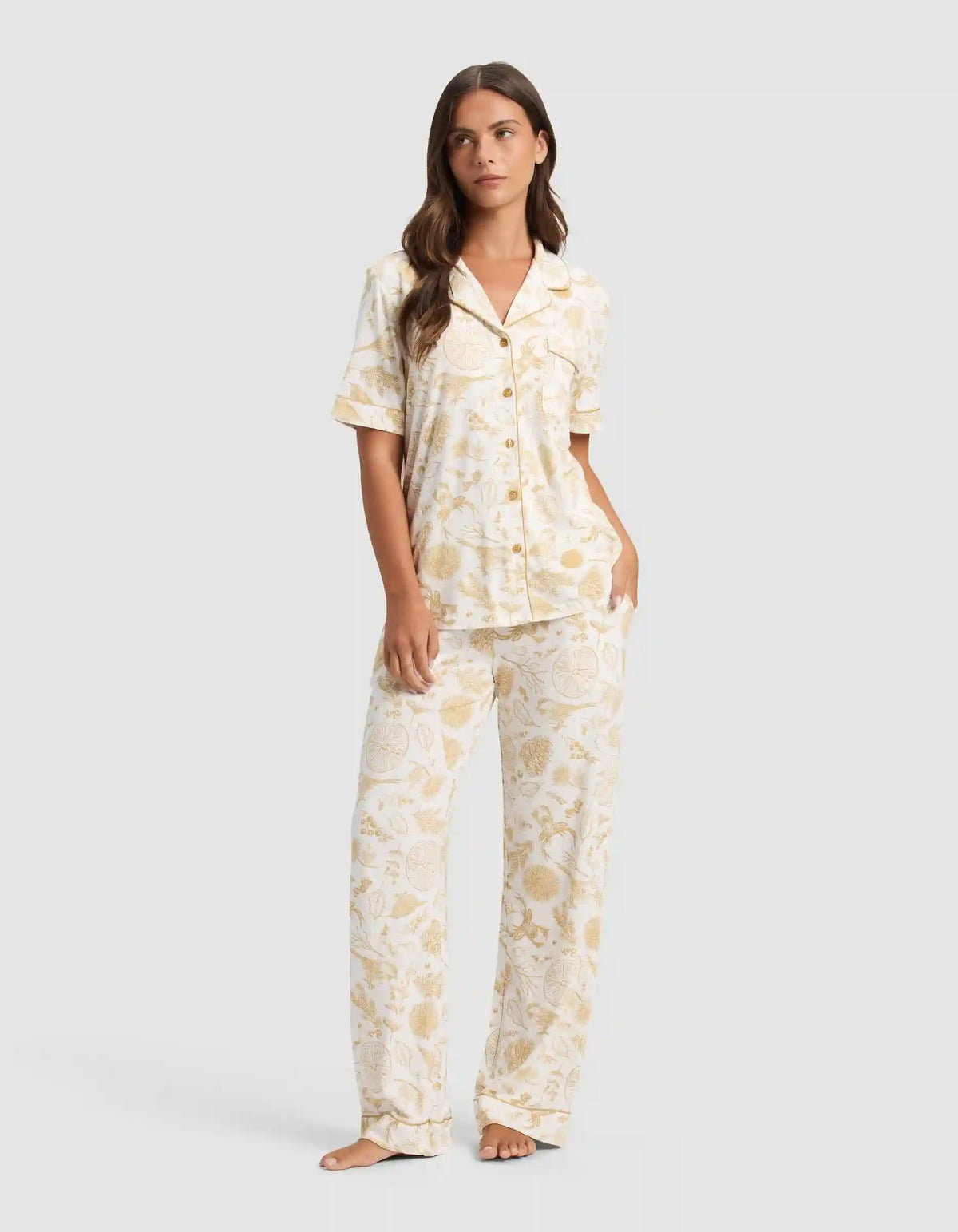Women's Bamboo Stretch-Knit Short Sleeve & Pant Pajama Set - Last Chance