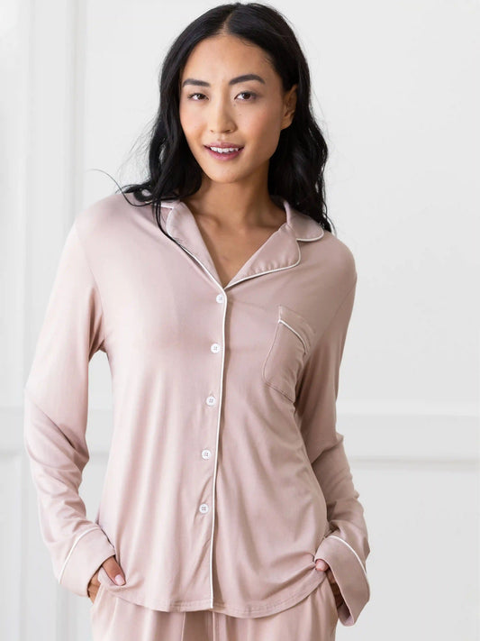 Women's Bamboo Stretch-Knit Long Sleeve Pajama Top - Last Chance